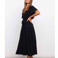 thumbnail image 4 of Birdeem Robe Décontractée Mode Femme Couleur Unie Col en V à Lacets Manches Évasées, 4 of 6