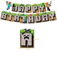 thumbnail image 2 of Minecraft Themed Happy Birthday Set Decoration Accessories Banner Flag Cake Decoration Kit, 2 of 4
