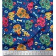 thumbnail image 1 of Soimoi Modal Satin Fabric Dot,Bone & Skull Print Fabric by The Yard 42 Inch Wide, 1 of 3