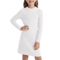 thumbnail image 1 of HXWCHs Robe à Manches Longues Filles Coupe Ajustée Robe Moulante Hiver Chaude Extensible Col Roulé Manches Longues Tenue Décontractée pour Tout-Petits et Enfants avec Doux Blanc 8-9 Ans, 1 of 5