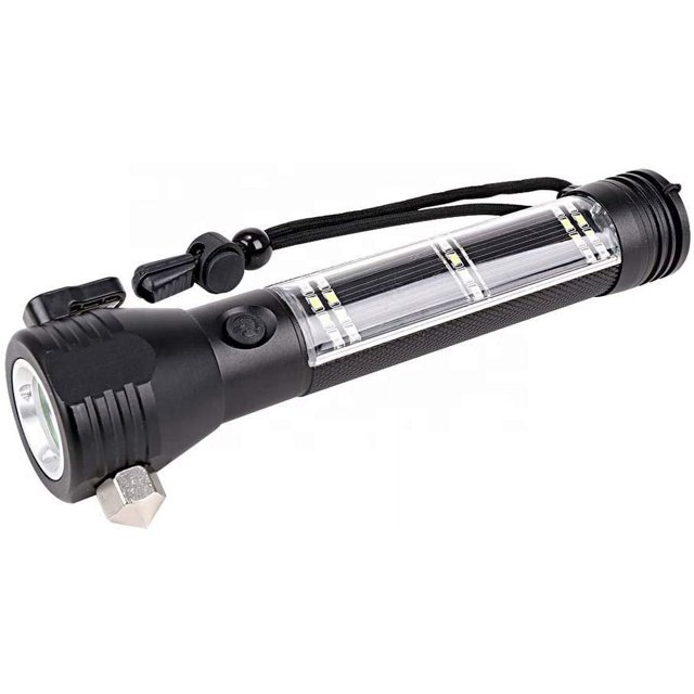 Sakeen 4- Pack Car Emergency Tool Solar LED Rechargeable Flashlight Torch 300 Lumen Survival Camping Light -