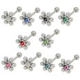 thumbnail image 1 of Barbell Tongue Ring Surgical Steel with Jeweled Flower Design, 1 of 8