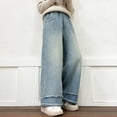 thumbnail image 2 of Girls' Straight Wide Leg Jeans | Comfy Stretch Denim Pants for Ages 5-15, 2 of 8