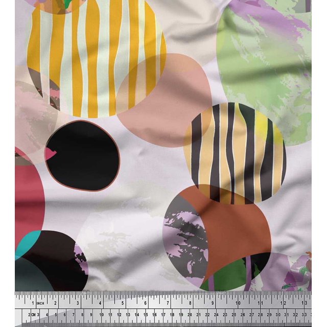 Soimoi Tissu en Velours Texture & Points Colorés Imprimés au Mètre 58 Pouces de Large