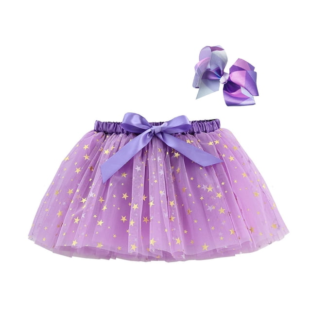 Yuyuzo Jupe Superposée Jupes Mini en Tulle pour Filles Robe de Danse Princesse Robes Colorées à Volants avec Bandeau à Nœud