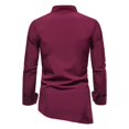 thumbnail image 4 of Men's Retro Mid-length Stand-up Collar Color Block Long-sleeved Shirt - Polyester, Breathable & Casual, 4 of 4