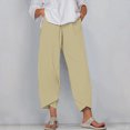 thumbnail image 1 of RXIRUCGD Women's Summer Comfortable Loose Wide Legged Fashion Solid Color Capris, Khaki, Size: L, 1 of 5