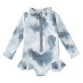 thumbnail image 1 of MIASHUI Girls' One Piece Zipper Swimsuit Tie Dye Prints Long Sleeve Ruffles Swimwear,Grey,18-24 Months, 1 of 4