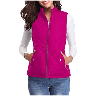 EGNMCR Puffer Vest Women, Sleeveless Parkas for Women, Fashion Women Pocket Coat Long Jacket Winter Sleeveless Down Cotton Waistcoat Women's polyester jacket
