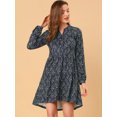 thumbnail image 3 of INSPIRE CHIC Robe Décontractée pour Femme à Fleurs, Col en V, Taille Cintrée, Manches Longues, 3 of 6