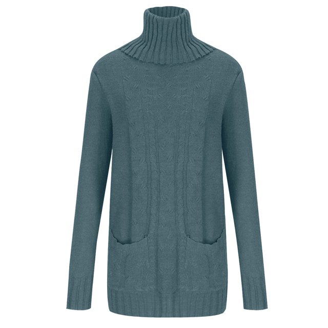 Yuyuzo Chandail Oversize pour Femmes Col Roulé Manches Longues Tricoté Confortable Couleur Unie