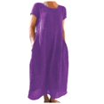thumbnail image 1 of Kcodviy Robe d'Été Confortable et Ample pour Femmes, Robe Unie à Manches Courtes, Robes d'Été pour Petites Femmes, Longueur Petite, Longue Robe, 1 of 6