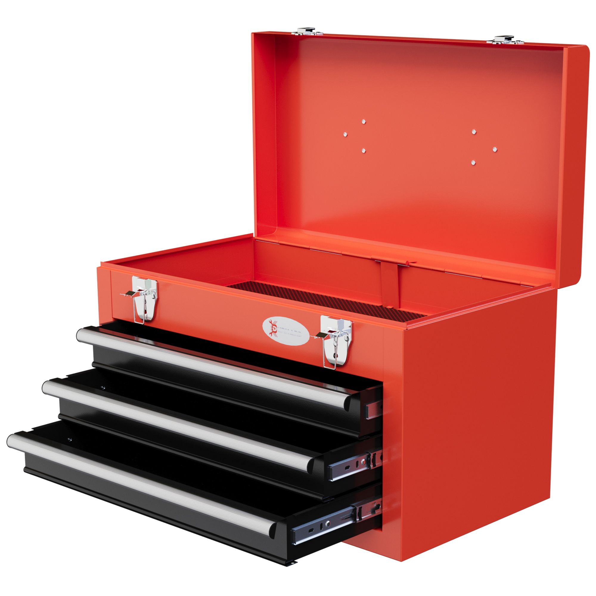 Portable Toolbox Perfection: 3 Drawer Tool Chest with Metal Latch for Garage, Household, Warehouse, Red Finish