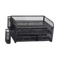 thumbnail image 4 of Document File Tray Rack Documents Storage Shelves Office Accessories Organization Paper Letter Tray Metal Magazine Desk Organizer for Home with Pencil Holders, 4 of 10