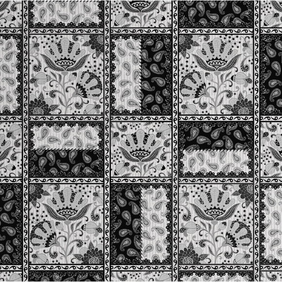 S4Sassy Modern Floral Paisley Panel Wallpaper- Black Wall Covering, 25" x 60" Self-Adhesive Textured Vinyl Wall Paper, Decorative Wallwrap, Easy DIY Walls Covering For Bedroom, Cabinets, Living Spaces