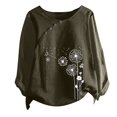 thumbnail image 4 of CHUANK Hauts pour Femmes en Liquidation à Moins de 10$ Hauts pour Femmes Décontractés Printemps Été Manches Longues Coton Lin Imprimé Graphique Pissenlit Col Rond Blouses Vintage Grande Taille, 4 of 4