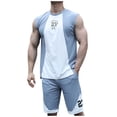 thumbnail image 1 of TIMIFIS Men's Summerhort Set 2 Piece Outfits Workout Athletic Sleeveless Tracksuits Shirt and Shorts SetFall, 1 of 5