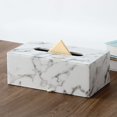 thumbnail image 2 of ORUYROP Leather Tissue Box Holder-Waterproof Rectangular Tissue Box Cover Vintage Napkin Paper Holder for Home,Office&Car Decor (White Marble), 2 of 3