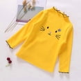 thumbnail image 2 of Girls Fall Shirts & Blouses Long Sleeve Ruffle Cotton Cat Print Yellow Going Out Fall Tops for 7-8 Years, 2 of 5