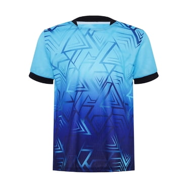 YiZYiF Kids Boys Print Soccer Jersey Top Sports Training T-shirt Basketball Football Jerseys Gym Tennis Tees Light Blue 8