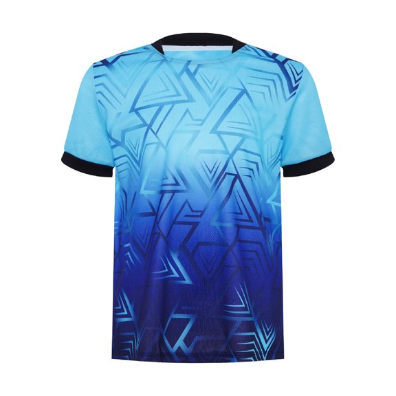 YiZYiF Garçons Enfants Imprimé Maillot de Soccer Haut Sports Entraînement T-shirt Basketball Soccer Maillots Gym Tennis T-Shirts Bleu Clair 6