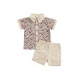 thumbnail image 1 of Kmbangi Floral Print Turn-Down Collar Short Sleeve Shirt+ Solid Color Shorts, 1 of 9