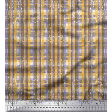 Soimoi Polyester Crepe Fabric Geometric Check Print Sewing Fabric Yard 42 Inch Wide