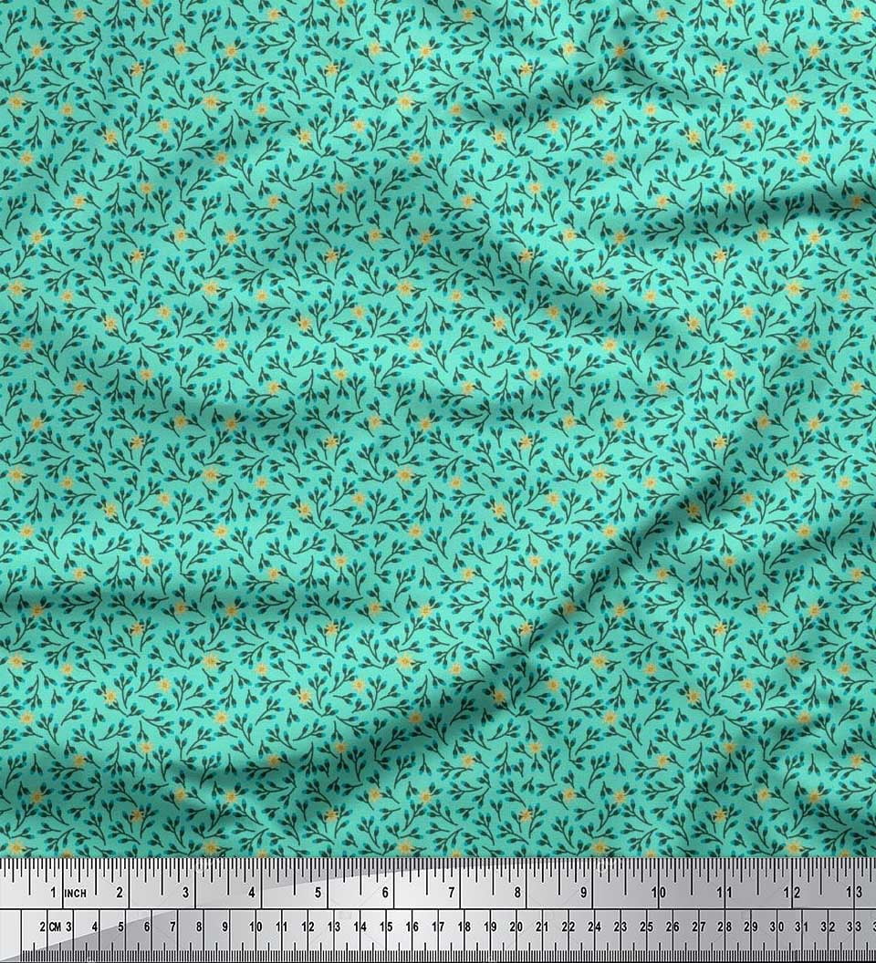 Soimoi Rayon Crepe Fabric Flower Artistic Printed Fabric 1 Yard 46 Inch Wide