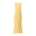 thumbnail image 4 of XDZJLR Women Dresses Solid Color Strapless Slim Irregular Hem Leisure Dress, 4 of 6