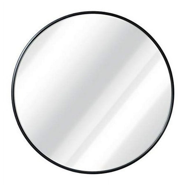 Black Round Wall Mirror - 24 Inch Large Round Mirror, Rustic Accent Mirror For Bathroom, Entry, Dining Room, & Living Room. Metal Black Round Mirror For Wall, Vanity Mirror Large Circle Wall