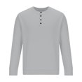 thumbnail image 4 of Yuyuzo Sweatshirts for Men Long Sleeve Round Neck Buttons Pullover Knitted Textured Solid Color Tops, 4 of 6