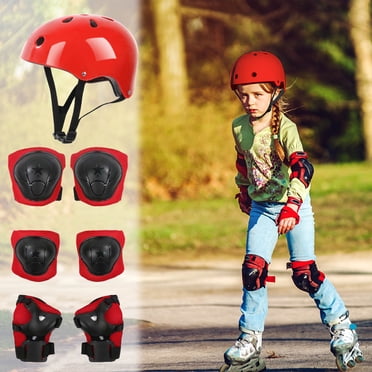 EGNMCR 7Pcs/Set Children Kids Helmet Knee Elbow Pad Cycling Skate Bike Protecs pulley protective gear