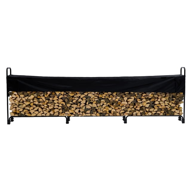 Edtara Outdoor and Indoor Firewood Holder, Covered Log Storage Rack for Patio or Fireplace Areas