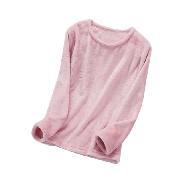 MeetoTime Women's Pajama Tops Fall Winter Fleece Keep Warm Long Sleeves Home Wear