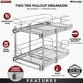 thumbnail image 2 of Rev-A-Shelf 5WB2-1522CR-1 15 x 22 Inch 2-Tier Wire Basket Pull Out Shelf Storage for Kitchen Base Cabinet Organization, Chrome, 2 of 2