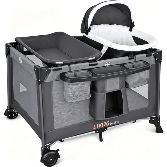 Parc pour Bébé 4 en 1, Parc de Voyage Pliable avec Berceau, Berceau Amovible et Table à Langer, Lit de Bébé pour Berceau Centre de Nurserie pour Bébé Enfant Nourrisson