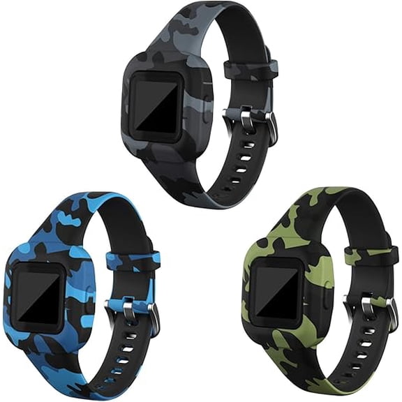 Tianle 3 Pack Compatible with Garmin Vivofit jr 3 Bands, Replacement Silicone Wristband Camouflage Watch Straps for Vivofit jr. 3 Fitness Tracker