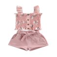 thumbnail image 1 of Little Girls Short Sleeve Tank Tops Ripped Denim Shorts Pants 2PCS Outfits Set, 1 of 6