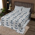 thumbnail image 2 of Erosebridal Nautical Anchor Print Coverlet Set Twin, Gray Geometric Wave Stripes Bedding Set 2pcs, 2 of 5