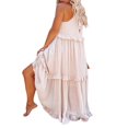 thumbnail image 4 of Robe Longue Maxi d'Été Bohème à Nouer en Coton à Volants pour Femmes Robe de Plage Blanche L, 4 of 5