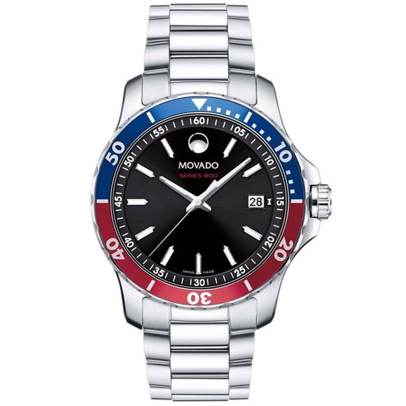 Movado 2600152 Men's Series 800 Black Dial Silver Bracelet Watch