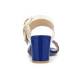 thumbnail image 2 of BLISSFUL STEP Slingback Contrast Color Chunky Heel Big Circle Buckle Heeled Sandals Blue White 6, 2 of 8