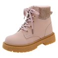 thumbnail image 1 of PEASKJP Toddler Girls Lace Up Boots Lace Up Combat Side Zipper Comfortable Booties, Red 26, 1 of 5