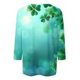 thumbnail image 4 of Diufon T-Shirts de la Saint-Patrick pour Femmes, Grande Taille, Imprimé Trèfle, Manches 3/4, Col Rond, 4 of 5