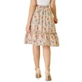thumbnail image 3 of Unique Bargains Women's Ruffle Hem Flowy Tiered A-Line Swing Floral Midi Skirt, 3 of 8