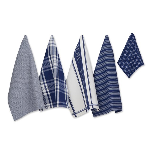 Design Imports CAMZ13635 DII Assortiment de Torchons et Torchons Nautiques Bleus 5 Pcs