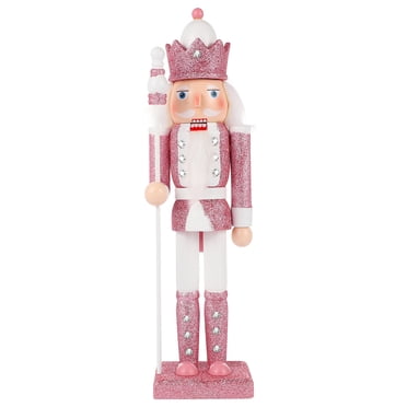 NOLITOY Casse-Noisette de Noël Traditionnel Casse-Noisette en Bois Casse-Noisette Rose Ornement Casse-Noisette des Fêtes Figurine de Soldat Casse-Noisette