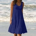 thumbnail image 3 of zanvin Robe T-Shirt Ample Évasée pour Femme, Décontractée, Col Rond, Sans Manches, Fluide, Unie, Été, Bleu Foncé, TG, 3 of 5