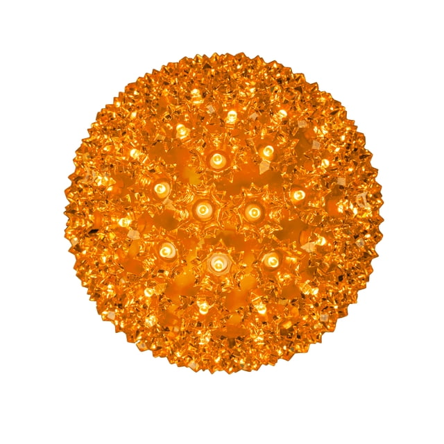 Novelty Lights LED 7.5in 100 Light Starlight Sphere, Orange, Large Ornament Ball Light, 5ft Hanging Cord with S Hook, 12ft Power Cord with Stackable Plug, Commercial Grade