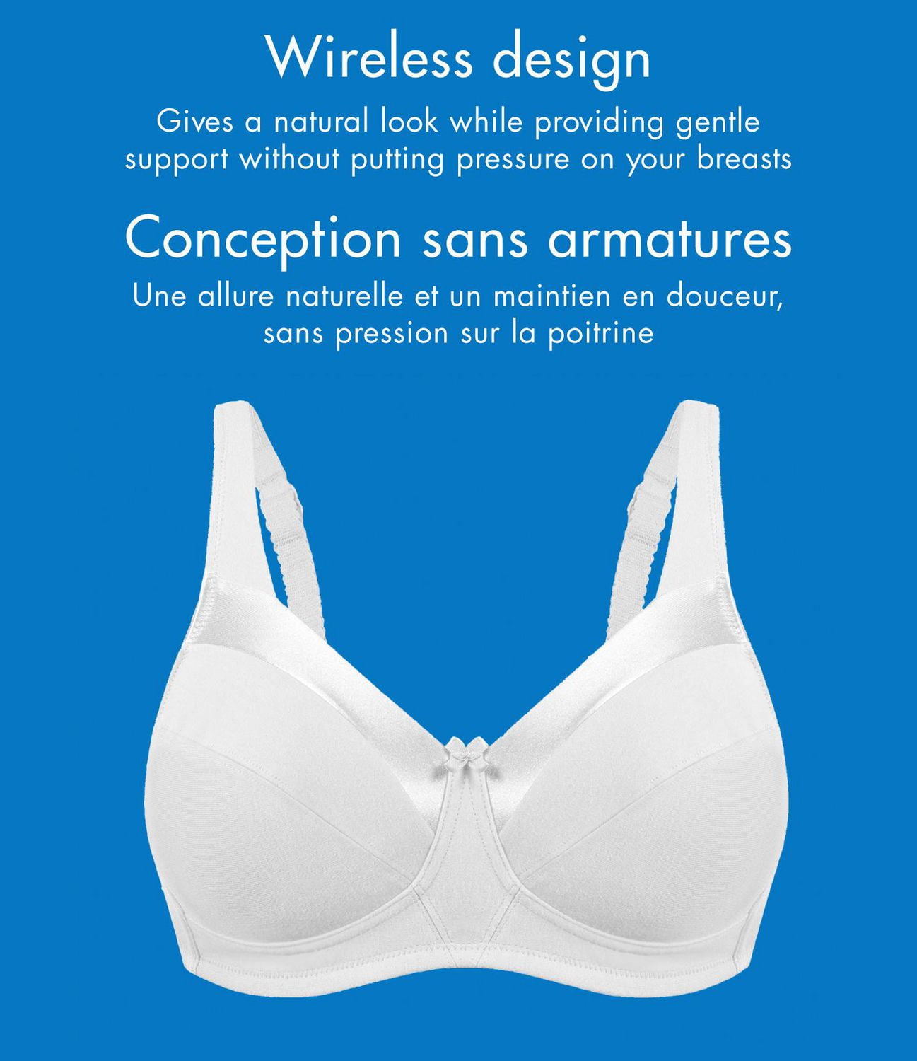 Bestform 9706715 Soutien-gorge en coton sans armatures avec garniture satin bonnets non doublés